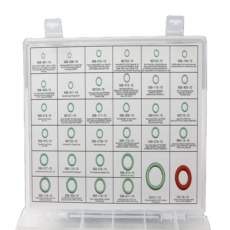 Groen Kleur NBR Auto Airconditioner O-Ring Kits 270pcs 18 Groottes Tekening Format 3D/2D